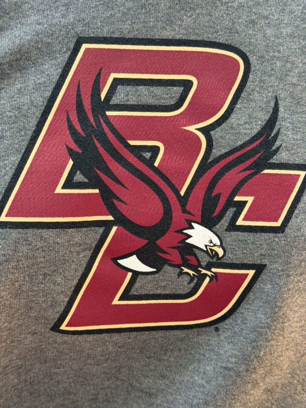 Champion Boston College Eagles Gray Hoodie Size Large Distressed Frayed Neck - Picture 2 of 8